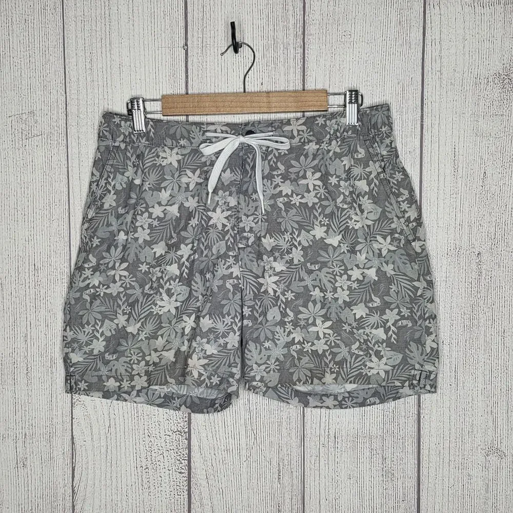 Chubbies Men’s Small Gray Tropical Floral Toucan Print Swim Trunks Board Shorts